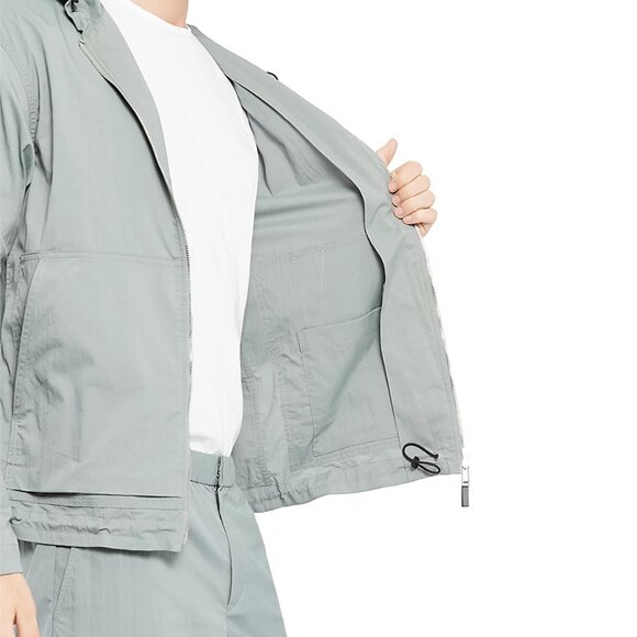 Men's Theory Haskel Kelso Piqué Packable Jacket in Steel Green - Picture 8 of 9